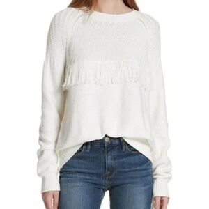 Frame Denim Fringe Knit Sweater Ivory S